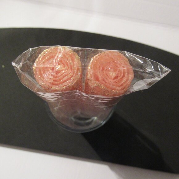 1 Pair, 8" Bees Wax Candles, Peach w/ Gold Glitter, Handmade, Organic - Picture 3 of 4